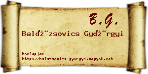 Balázsovics Györgyi névjegykártya